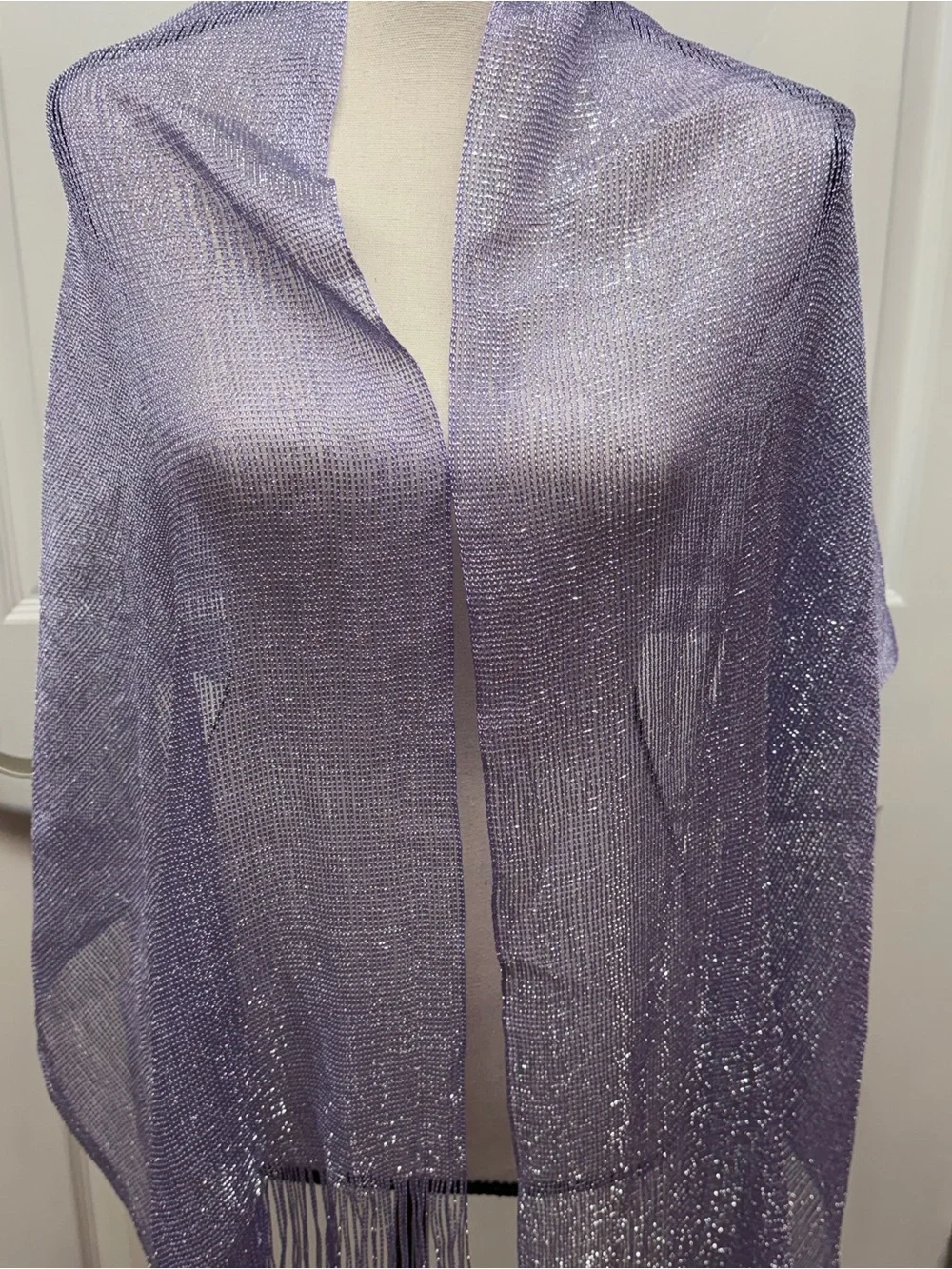 Lavender Metallic Fringe Shawl